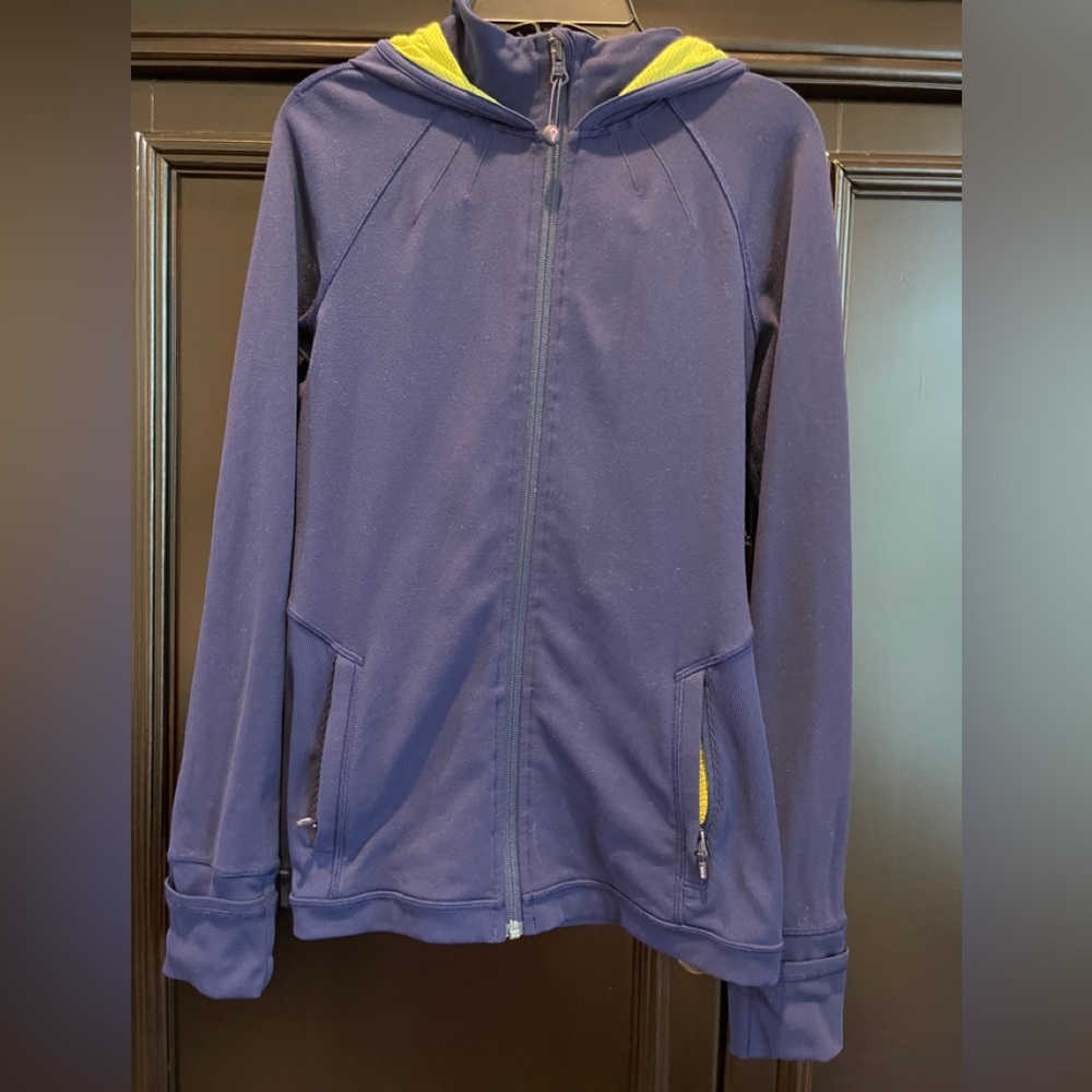 Ivivva Navy and Neon Yellow Jacket with Hoodie